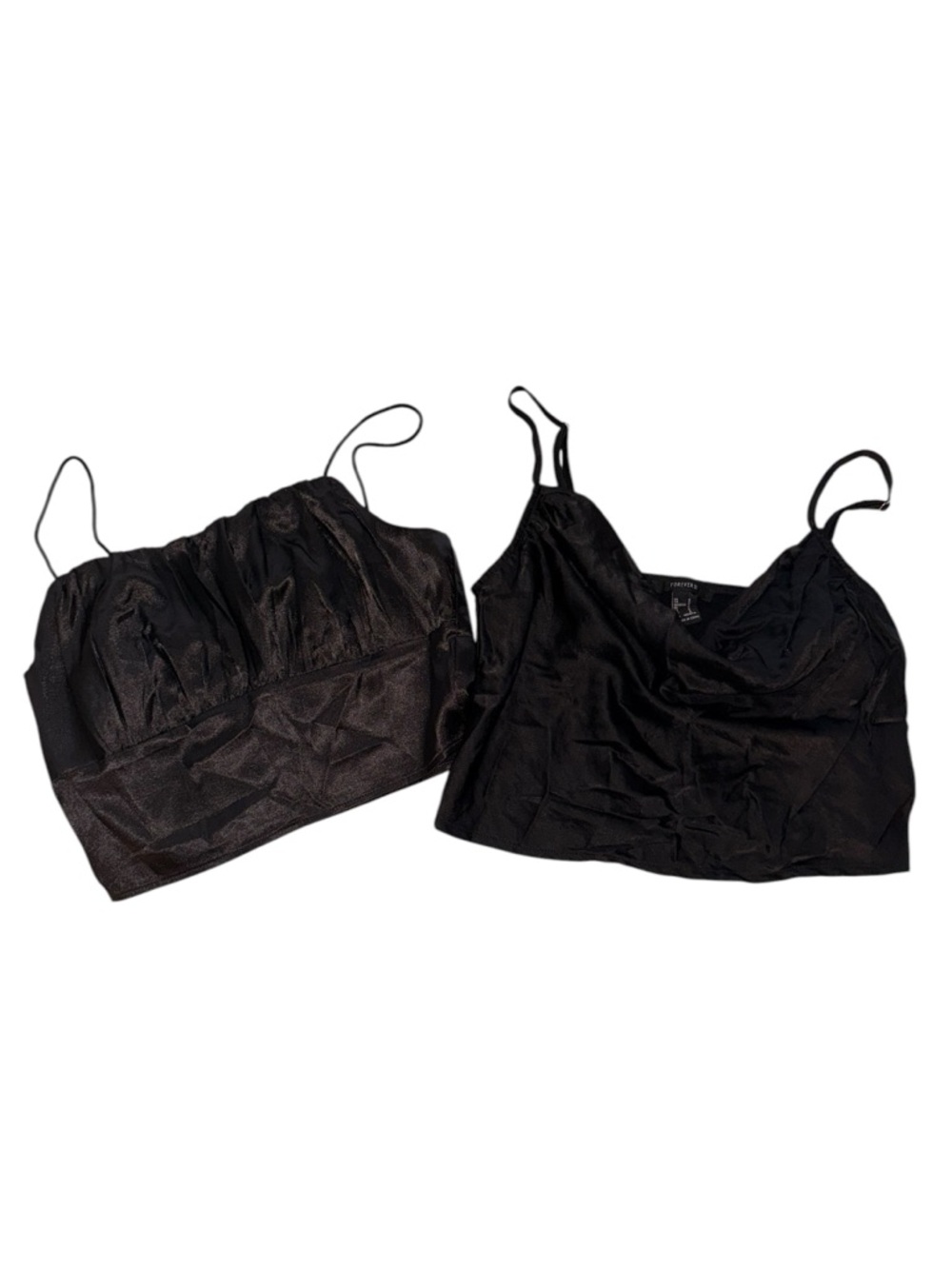 SHEIN & Forever 21 Black Satin Cami Tops